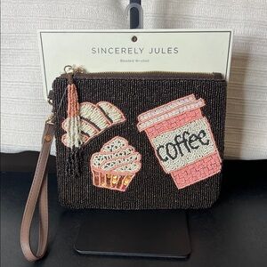 Sincerely Jules | Beaded Coffee Cupcake Wristlet/Wallet/Make-Up Bag